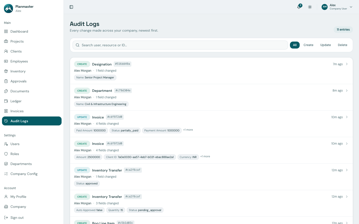 Audit Logs Screen