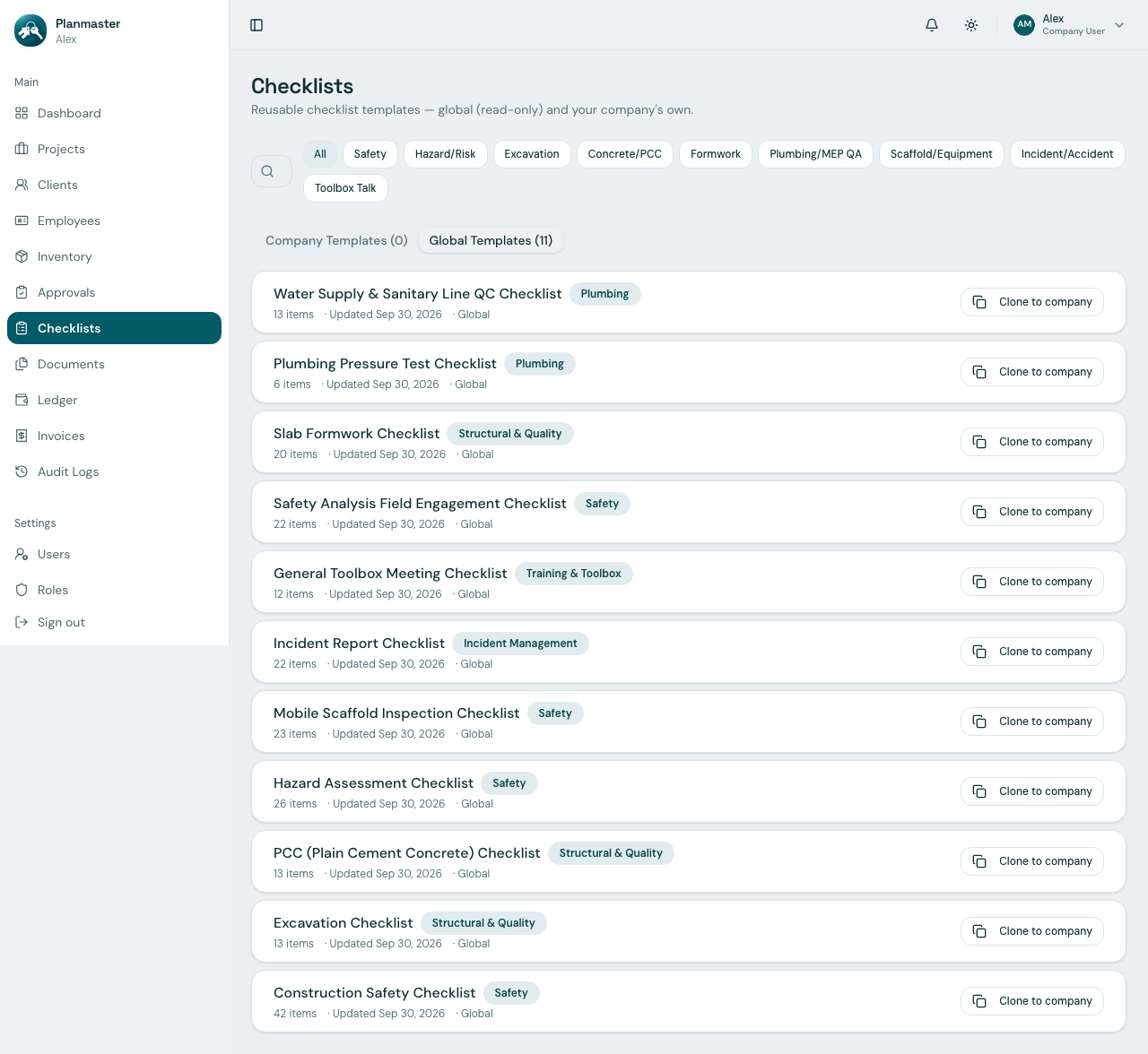Checklists Library