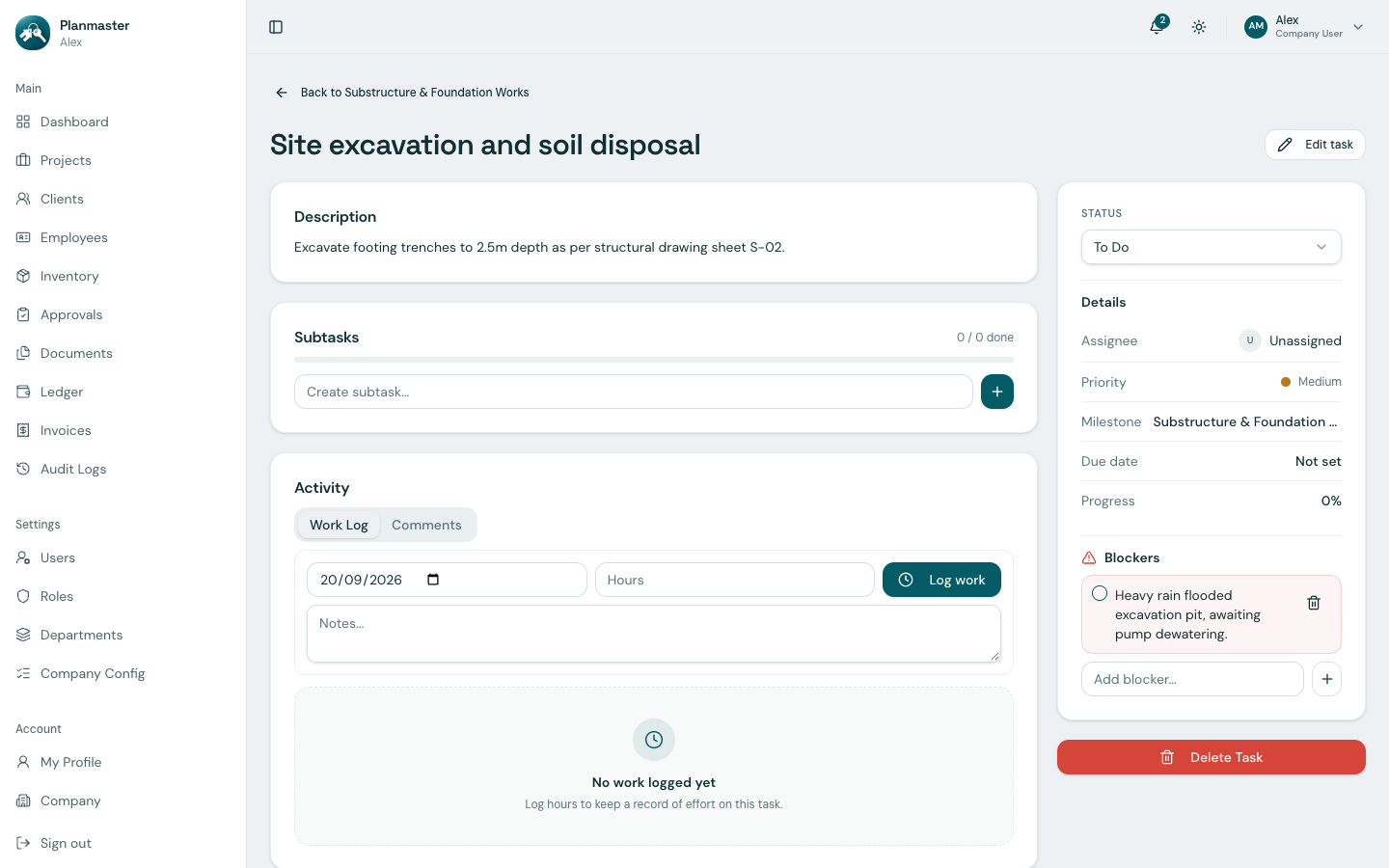 Tasks and Milestones List View